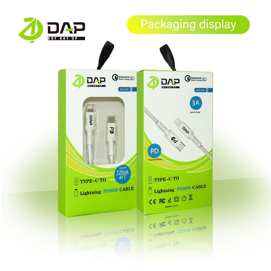 Kabel Data DAP D-CL120 TYPE-C To LIGHTNING Kabel Charger DAP D-CL120 TYPE C Ke IPH Kabel Casan DAP D-CL120 TIPE C Ke LIGHTNING