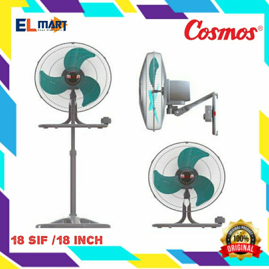 Cosmos Kipas Angin Berdiri 18 inch 3in1 Besi Wadesta 18SIF 18 SIF Stand Wall Desk Fan 18&quot; Baling Alumunium Kokoh