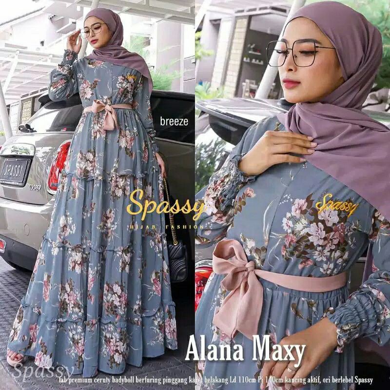 (COD) ALANA MAXI BY SPASSY ORI / GAMIS SYAR'I / GAMIS JUMBO SUPORT BUSUI / FASHION MUSLIM TERBARU
