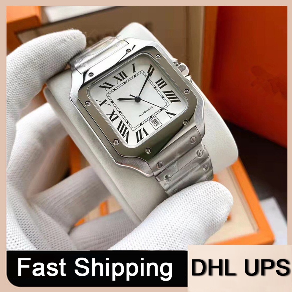 Merek Mewah Santos WSSA0018 39.8Mm 35.1mm Pria Jam Tangan Mekanik Tahan Air Otomatis Wanita Jam Tang