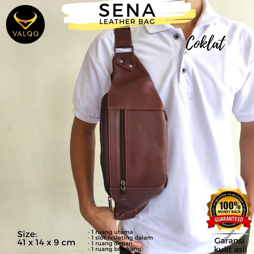 [VALQO] SENA Tas Kulit Sapi Waist Bag Dada Pinggang Sling bag Pria Wanita