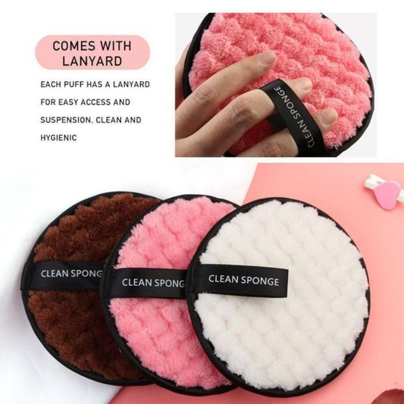 SPONGE PENGHAPUS MAKEUP KAIN PEMBERSIH RIASAN WAJAH (lap wajah bulat)