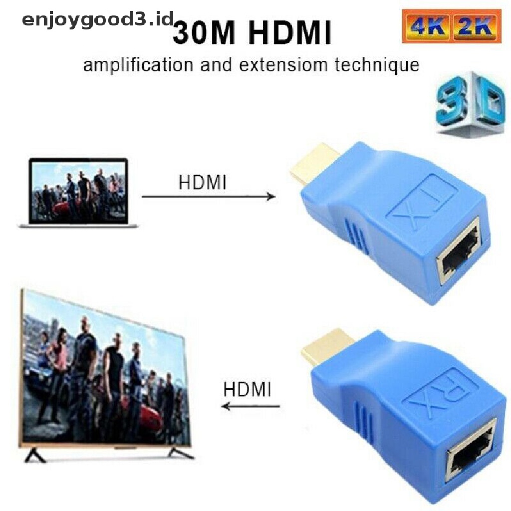 2pcs Adapter Extender Hdmi 1080p Ke Rj45 Over Cat 5e / 6 Network Lan Ethernet Hdtv