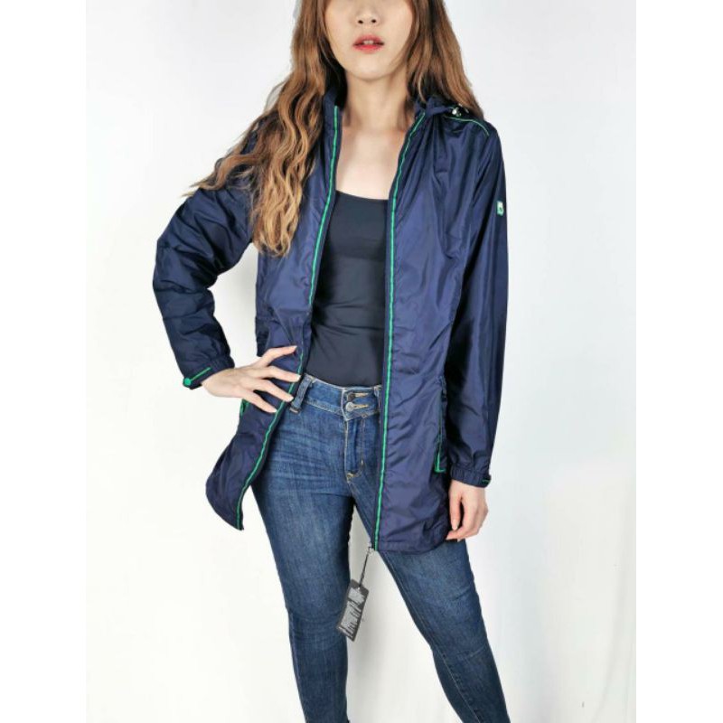 Zishen navy nylon rain hoodie jacket