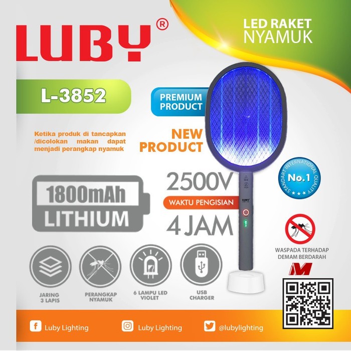 RAKET NYAMUK CANGGIH 2in1 INSECT KILLER WIRELESS CAS LUBY L-3852 l3852