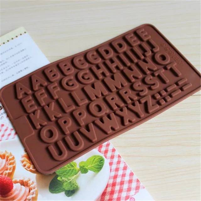 Cetakan Coklat Silikon Huruf Alfabet Besar Es Batu Puding Silicone Mold