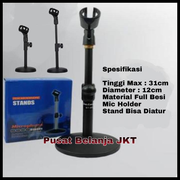 Tripod Mic / Standing Mic / Stand Mic Meja Podium Kaki Bulat Full Besi