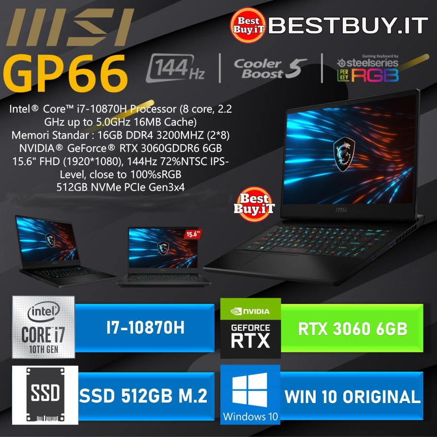 MSI GP66 Leopard 10UE [9S7-154222-278] i7 10870H 16GB 512GB RTX3060 6G