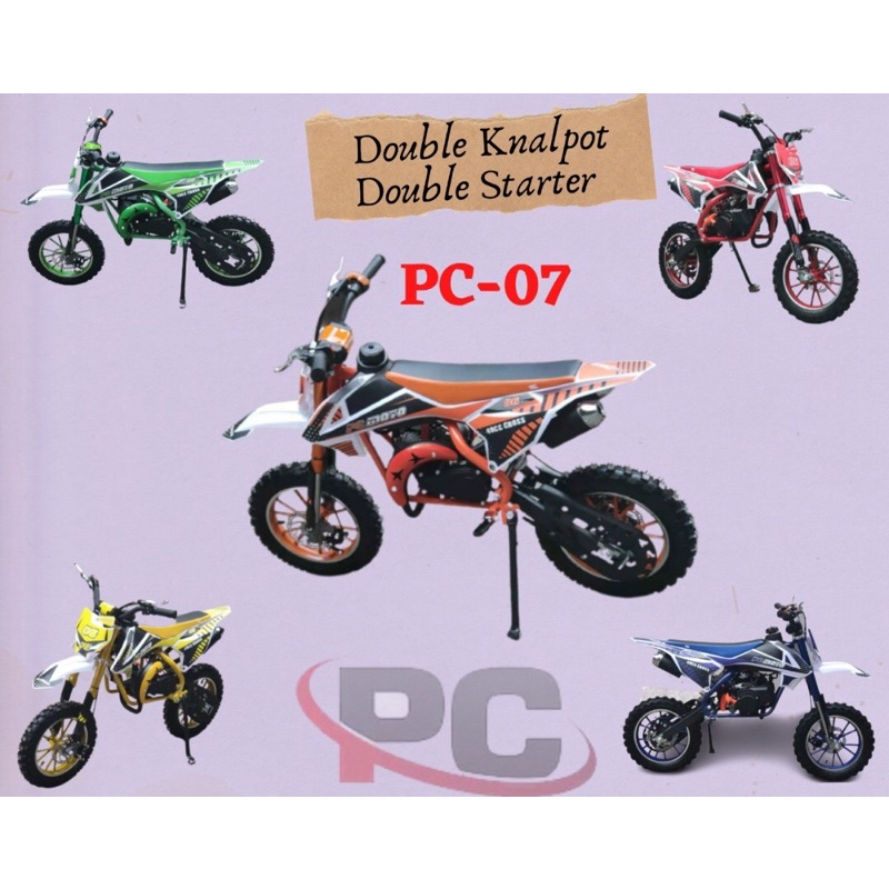 Mini motor trail PC 07 doble knalpot dan stater