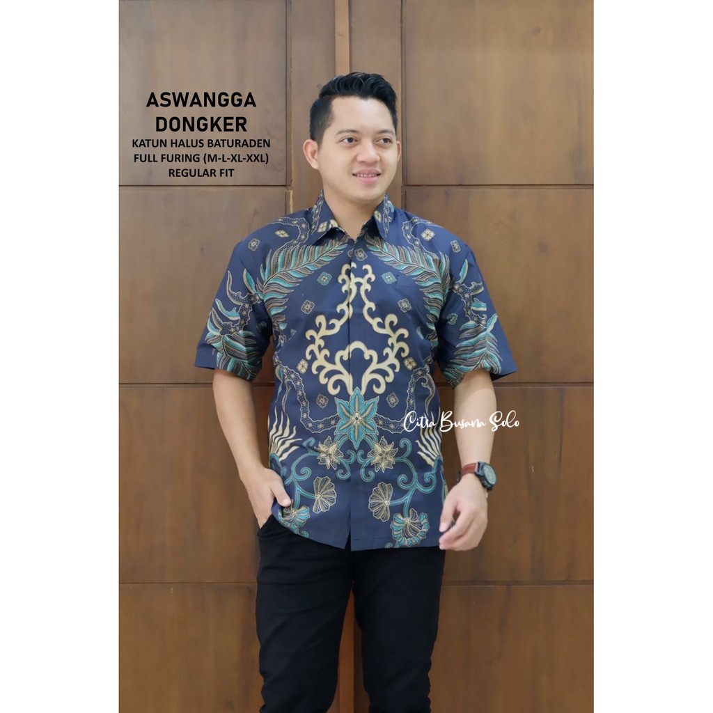 ASWANGGA DONGKER PENDEK Kemeja Batik Pria Full Furing Bahan Katun Halus Baturaden