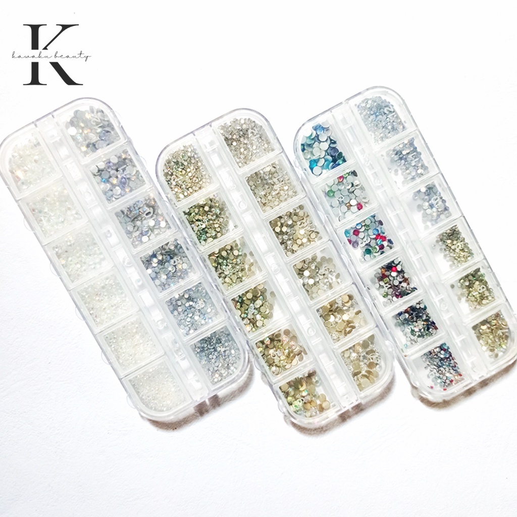 HIASAN KUKU NAIL ART DECORATION DIY RHINESTONES DIAMOND BOX ISI 12