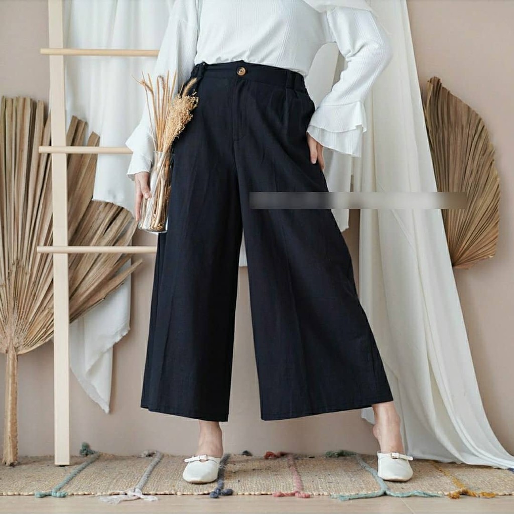 CELANA WANITA JUMBO - ELAINE PANT CULLOTE KATUN RAMI CELANA WANITA MURAH - BAWAHAN WANITA KULOT KOREAN STYLE <-3