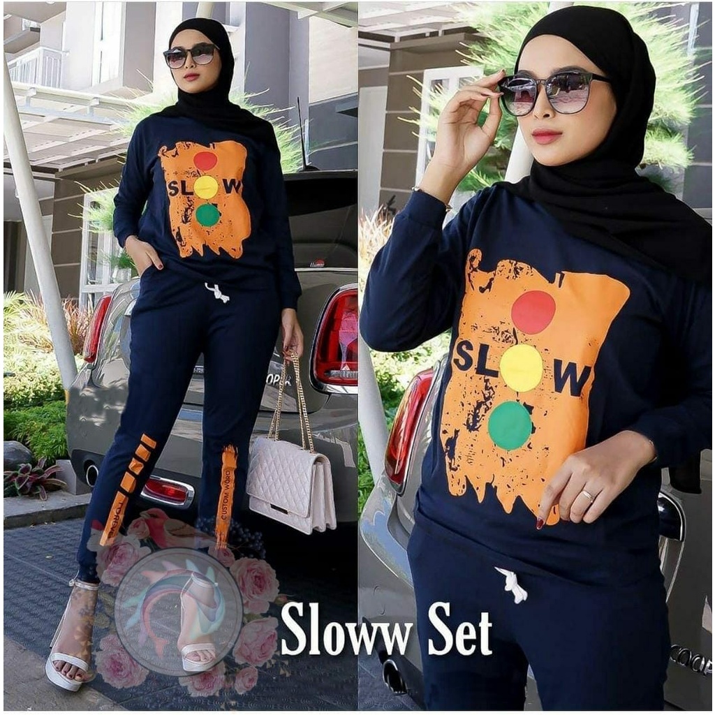 Baju Setelan Wanita SLOWW Set Lengan Panjang Fit To XL/ Set Kasual Wanita