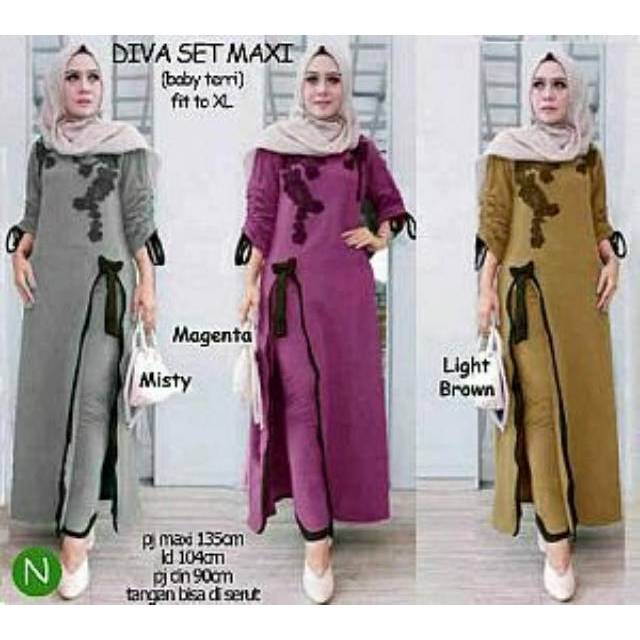 Diva Set Maxi Baju Muslim Wanita Setelan Wanita Baju Modis Wanita Setelan Kulot Baju Kerja Wanita Shopee Indonesia