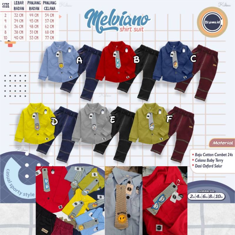 Setelan anak cowok Melviano Shirt Suit Blooms.id