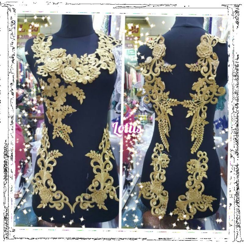 Renda Aplikasi Kerah Bunga Kebaya Modern