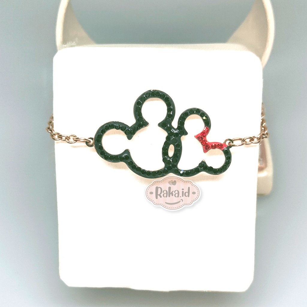 Gelang Tangan Wanita Gelang TITANIUM Mickey Minnie Hitam Perhiasan Wanita Berkualitas 761