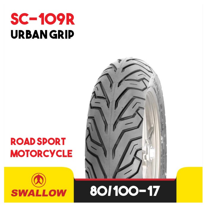 BAN LUAR MOTOR RING 17 SWALLOW URBAN GRIP SC-109 R TUBELESS 80/100 BAN MOTOR KAWASAKI W175