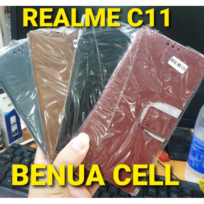 FLIP WALET - LEATHER CASE KULIT REALME C11  HOT