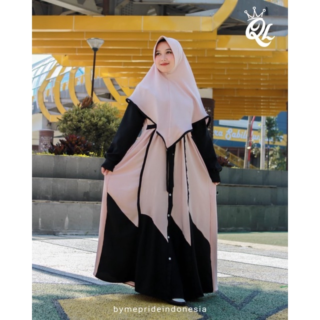 Gamis syari set hijab BALQIS by QL ori/gamis set hijab/gamis zahin