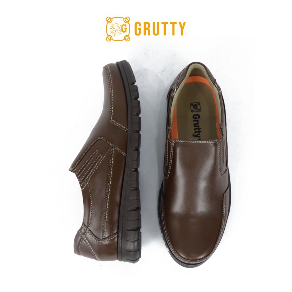 Sepatu Pria Grutty Pantofel Kasual Kerja Kantor Formal Slip On Coklat