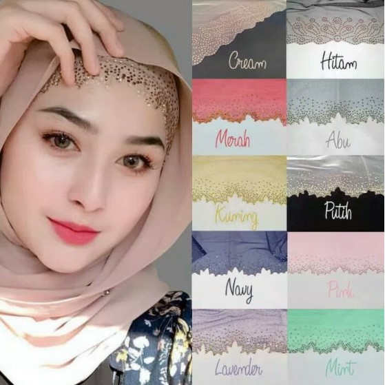 INNER HIJAB JILBAB DIAMOND BLINK BRUKAT PAYET TILE ZIGZAG PENGANTIN PESTA MODEL IKAT BKN CIPUT NINJA-3