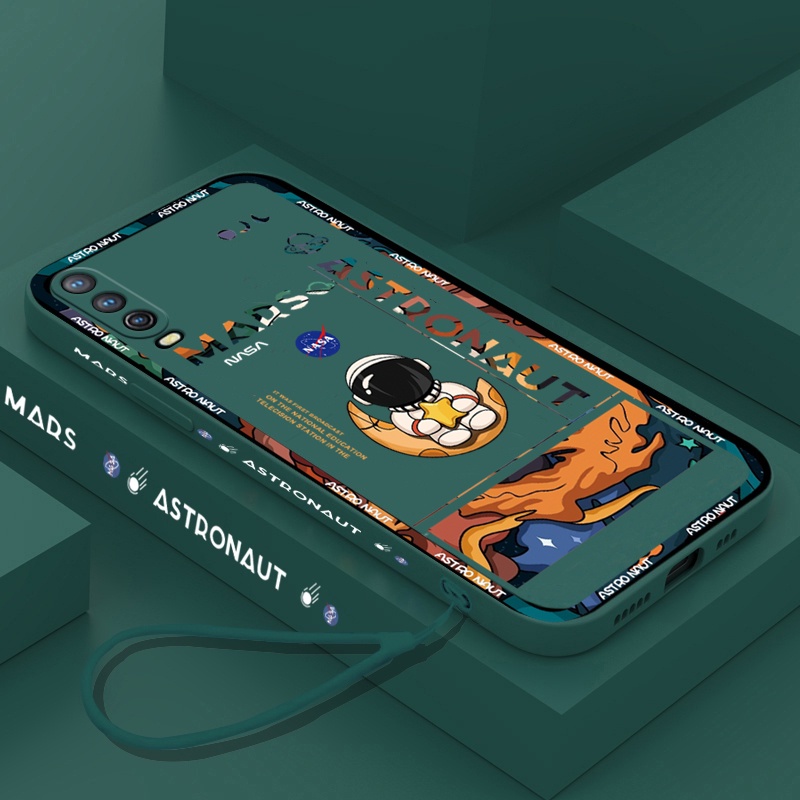 Soft Case TPU Motif Astronot Mars Dengan Lanyard Untuk Huawei Y6P Y7A Y6 Pro 2019 Nova 7i Nova5T 3i Y9S P30 Lite