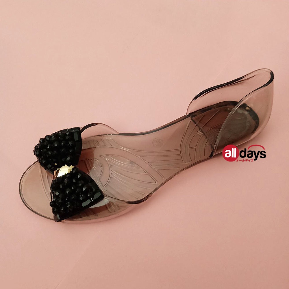 Alldays Summer Beaded Flat Jelly Shoes Bead/ Sepatu Jelly Wanita Mute  445 Size 36-41