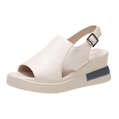 [ Import Design ] Sepatu Sandal Wedges Wanita Import Premium Quality Sandal Gunung ID140-BEIGE