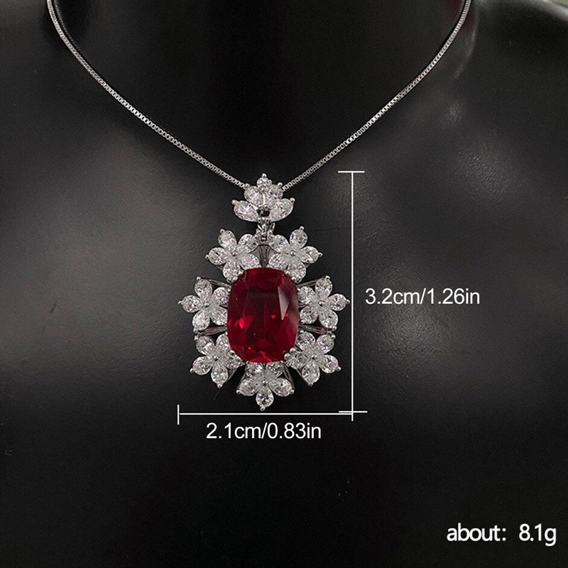 Kalung Cubic Zirconia Warna Merah Untuk Wanita