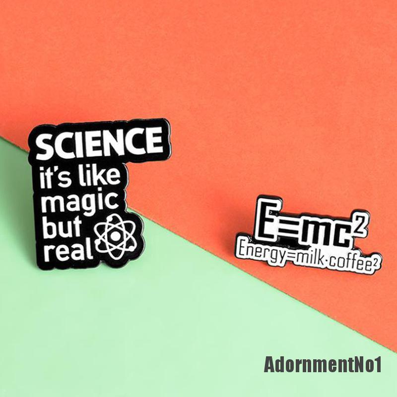 (Adornmentno1) 1pc Bros / Pin Enamel Desain Science Is Magic Warna Hitam / Putih