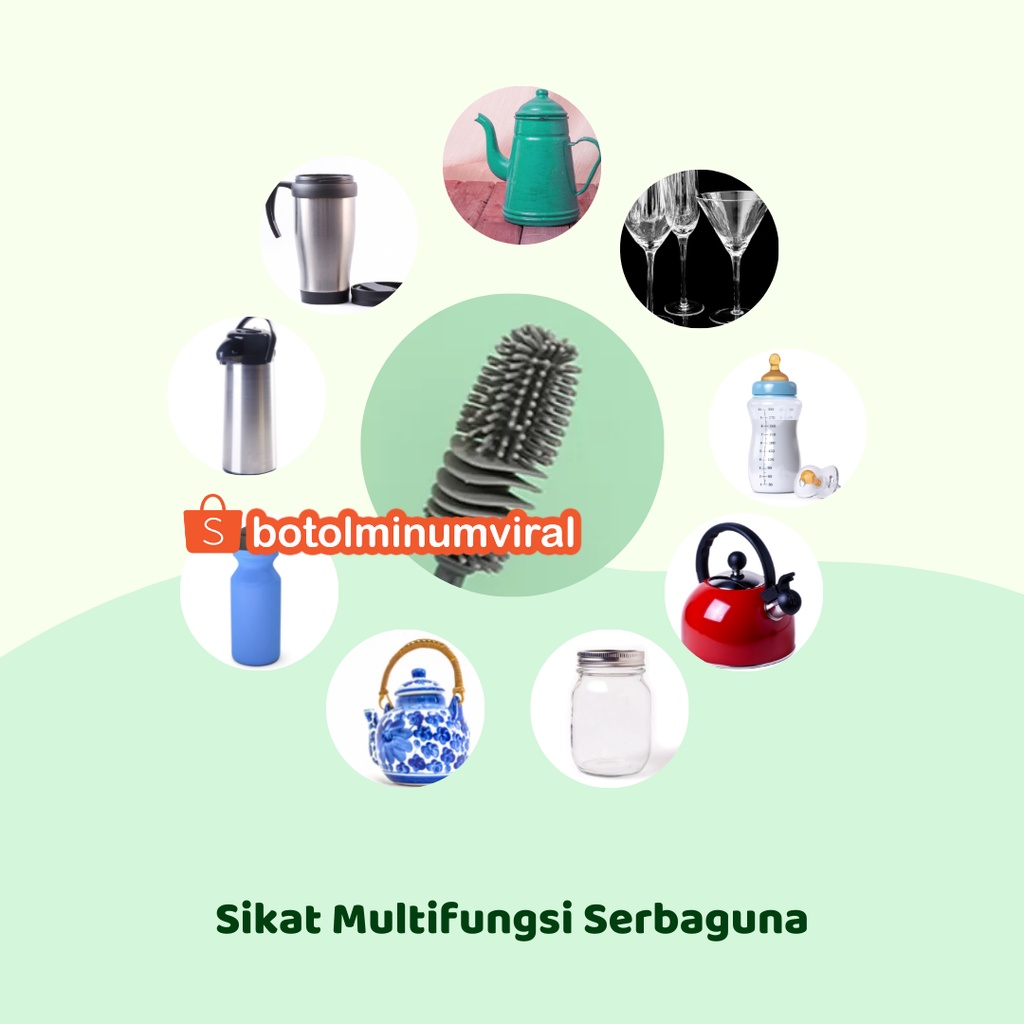 Sikat Cuci Pembersih Botol Minum Susu Silikon Gagang Panjang Lembut Kuat Tahan Lama Lentur Sikat Cuci Botol