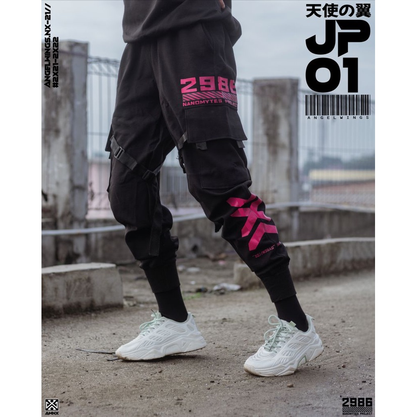 AWNX - CELANA TECHWEAR JOGGER PANTS 01 BLACK PINK VERSION