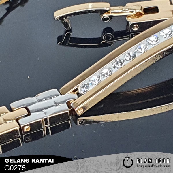 Gelang Pelat Mata Baris Dual tone G0275