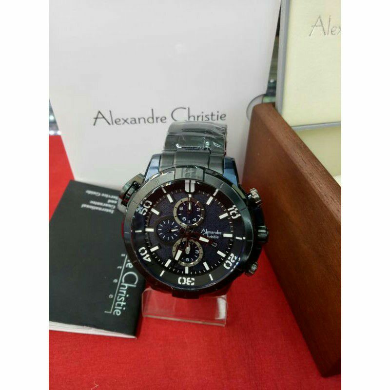 Jam Tangan Analog Pria Alexandre Christie Original Ac 6554 Mc All Stainless Steel Black
