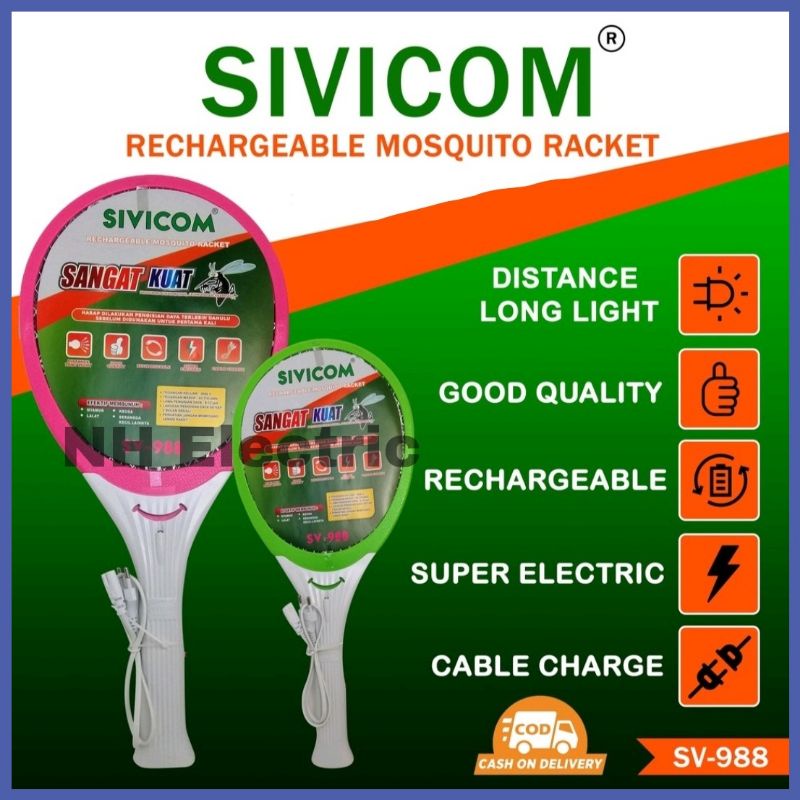 Raket Nyamuk Charger Sivicom - Raket Nyamuk Sivicom + Kabel Charger - Raket Nyamuk Sivicom Sv-988