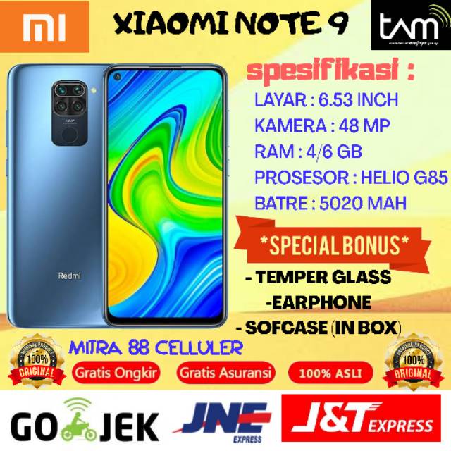 REDMI NOTE 9 & 9 PRO 6/128 & 4/64 GB GARANSI RESMI TAM