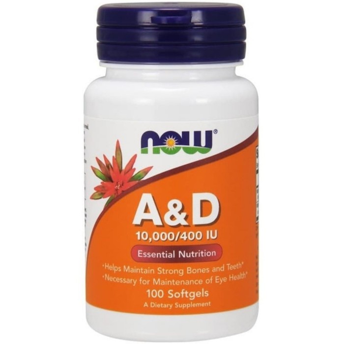 Now Foods A&D 10000 / 400 IU 100 Vitamin Vit A & D AD 10000IU 400IU D3