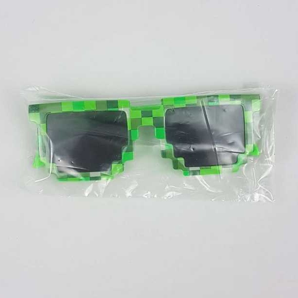 Kacamata Model Pixel UV400 untuk anak Thug Life Mosaic Glasses Sunglasses cewek cowok 8 Bit Coding Pixel Trendy Cool Super Party Funny Vintage Shades Eyewear Fashion Sunglasses Adults Kids Cos play Action Game Toy Square Glasses