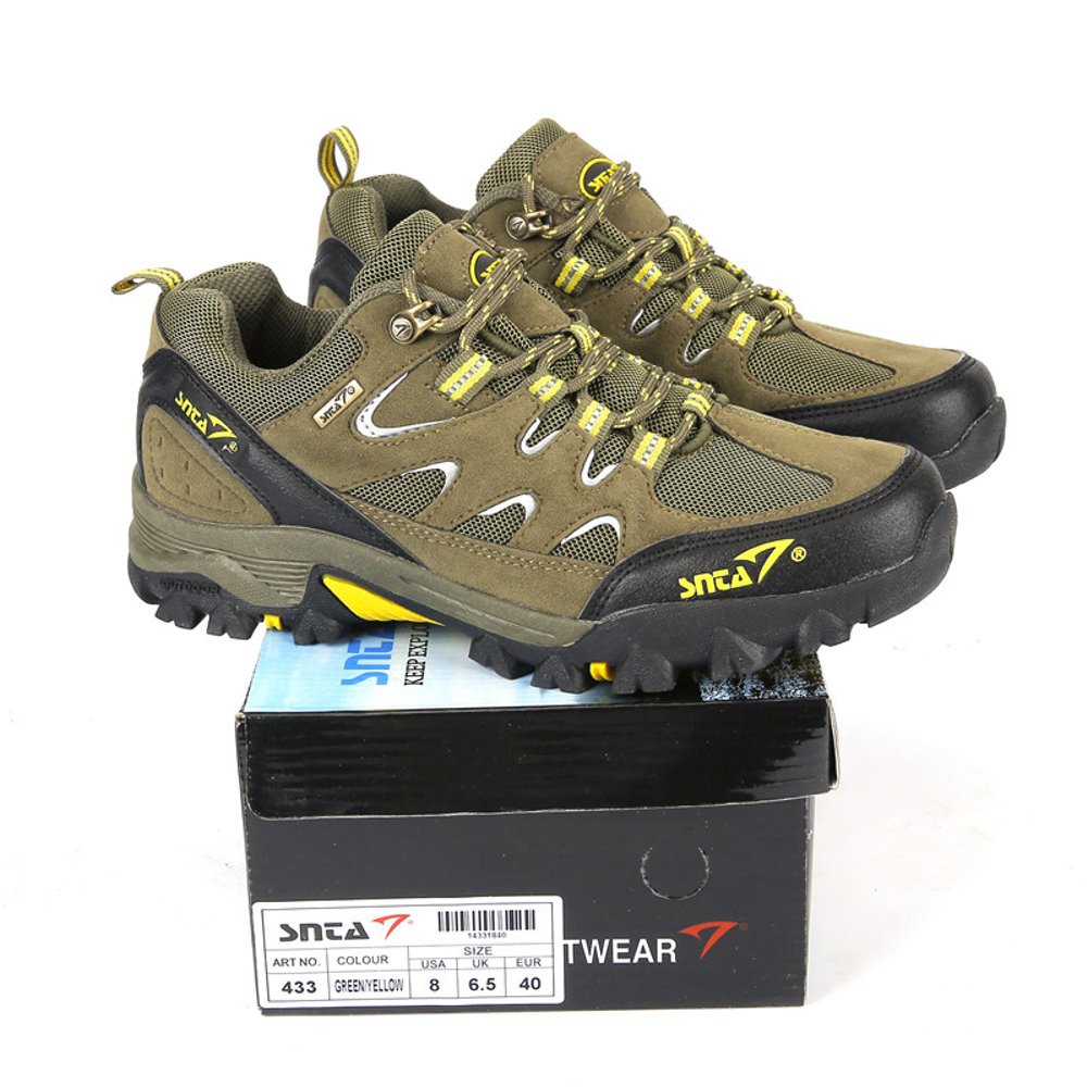 Sepatu Gunung SNTA 433 Semi Waterproof Green Yellow - Sepatu Hikking Outdoor Short Series