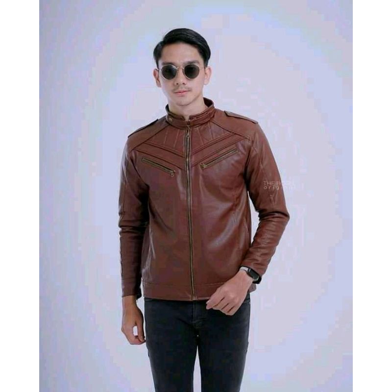 Jaket Kulit Semi Pria Model C boy Anti Air New Elegant Model Terbaru