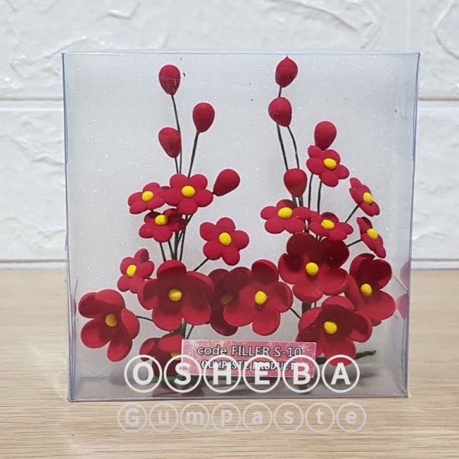 

osheba gumpaste bunga filler S- 10 warna merah isi 2 rangkaian