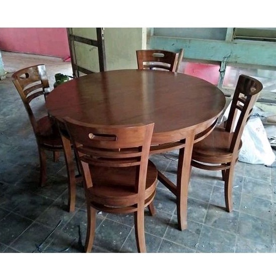 meja kursi makan jati bulat kursi 4 model minimalis