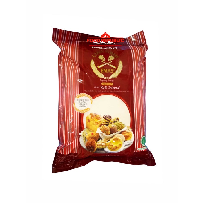 

hbt204tt Tepung Cakra Kembar Oriental 5 Kg - Tepung Roti Bogasari Halal Premium Da01D100