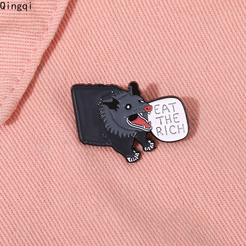 Bros Pin Enamel Desain Kartun Eat The Rich Warna Abu-Abu Bahan Alloy Untuk Hadiah