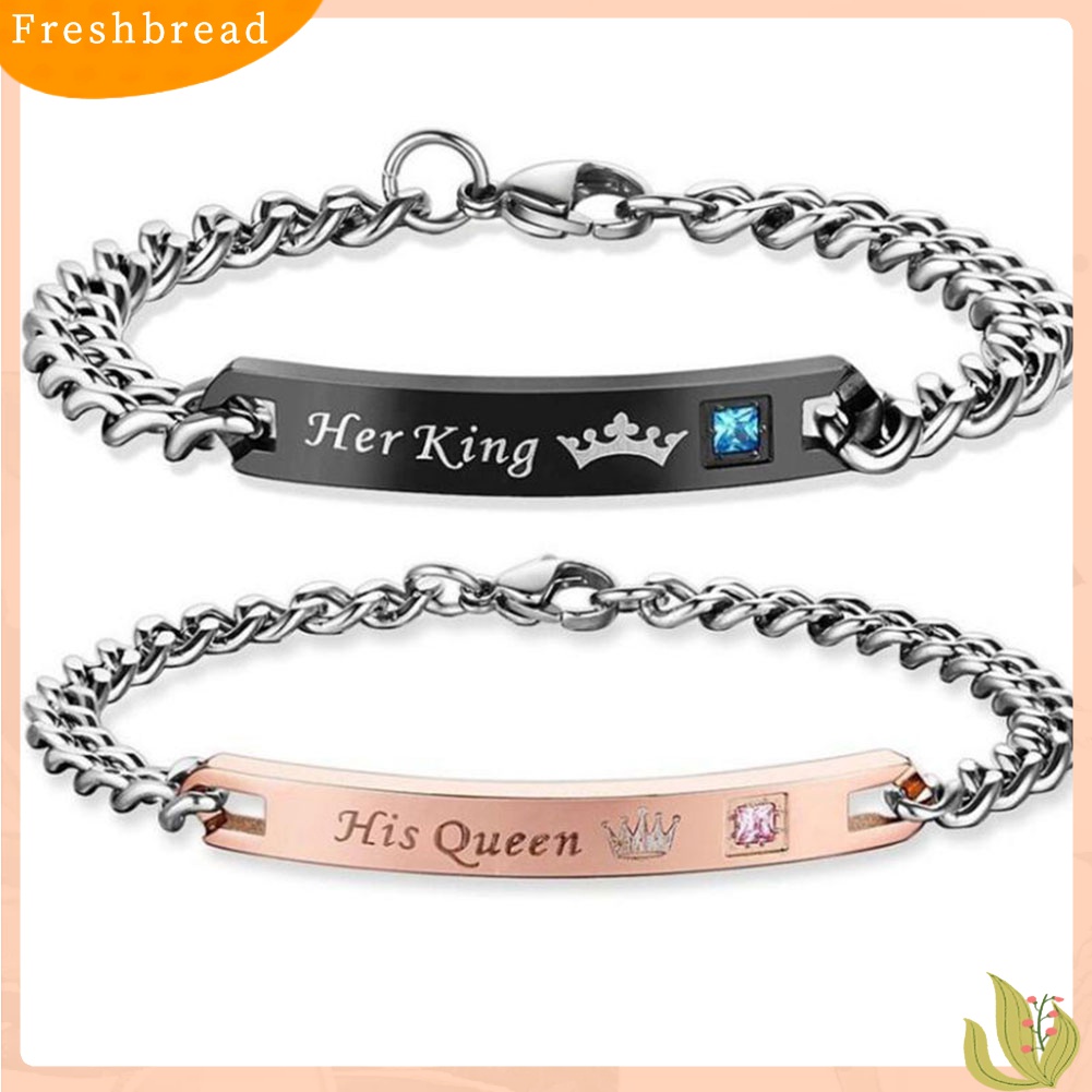 [TERLARIS]Fashion His Queen Her King Titanium Steel Couple Bracelets Wrist Chain Jewelry