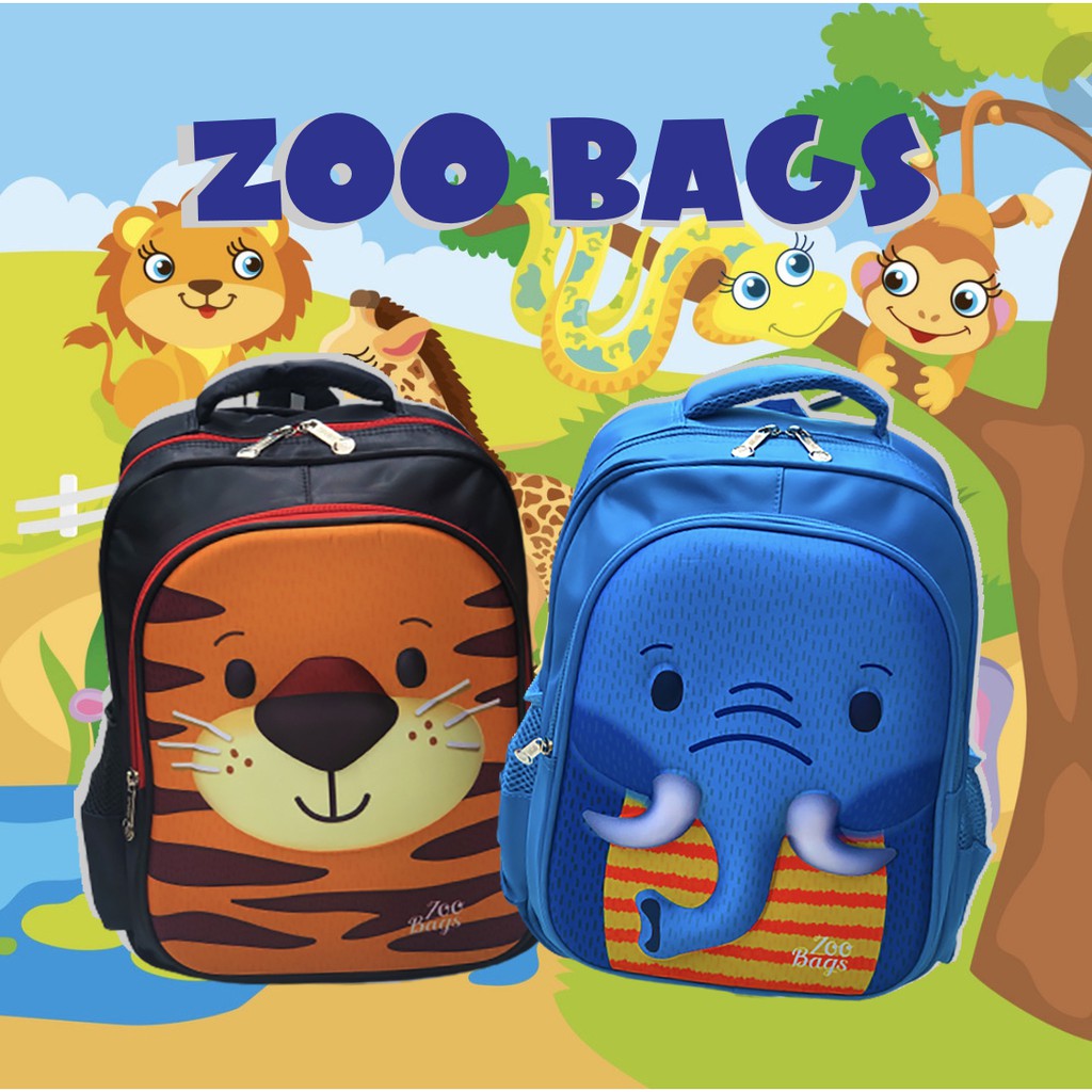 WWH06 Tas Anak Sekolah SD Ransel 3D Timbul Zoo Bags  TKM