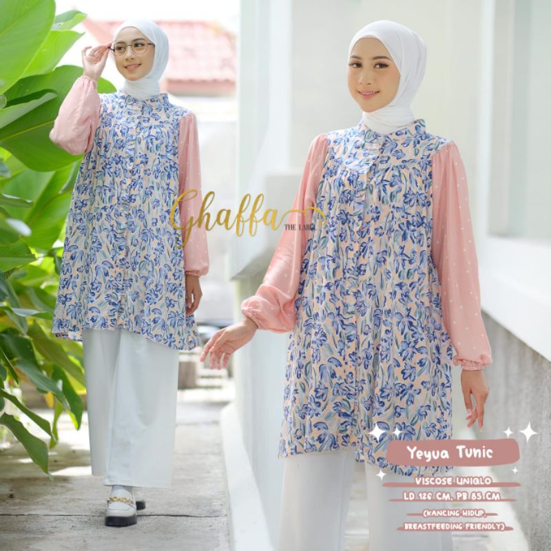 YEYUA TUNIC BY GHAFFA THE LABEL / TUNIK MOTIF WANITA MUSLIMAH / Baju wanita modern premium