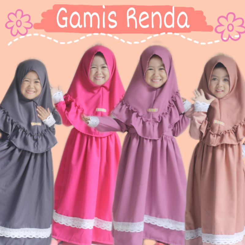 Gamis Renda Premium/ Gamis Anak Renda / Gamis Moscrepe Anak
