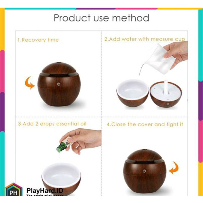 Ultrasonic Aroma Humidifier with color changing LED &amp; Wood model